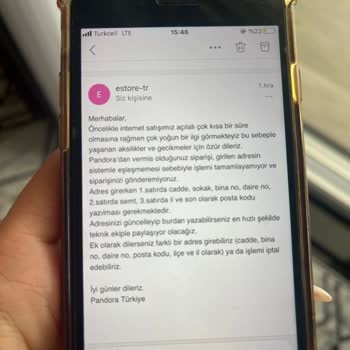 Pandora Mücevher Ürün Kargoya Verilmedi