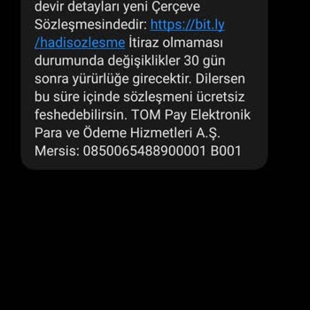 Hadi TOM Pay T. O. M Hadi Üyelik İptali İstiyorum