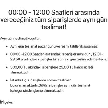 Gürgençler Aynı Gün Teslimat Fiyaskosu