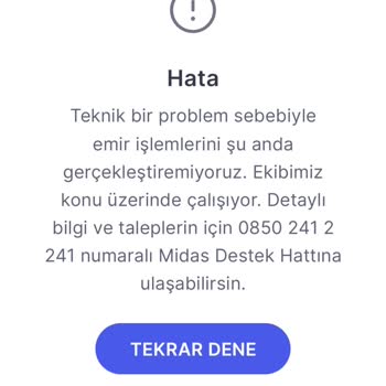 Midas Uygulama Teknik Arıza