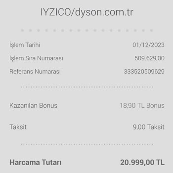Dyson Sipariş Oluşmadı Fakat Kartımdan Ücret Çekildi
