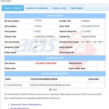 Aras Kargo' Nun, Kargoları Teslim Etmeme Saçmalığı