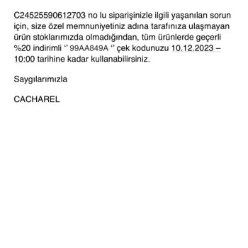 Cacharel Müşteri Hizmetleri Çözümsüzlüğü