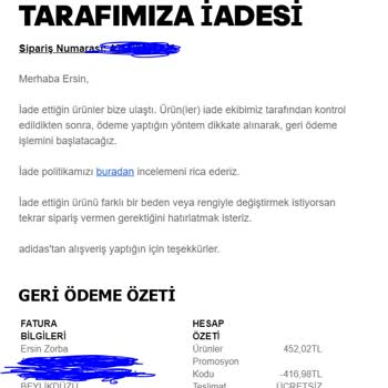 Adidas Ürünü Gönderiyor Ve Daha Kargodayken İadesini İstiyor