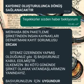 Ersağ Paketleme Evde İş Başvurusu