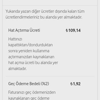 Vodafone Hat Açtırma Bedeli
