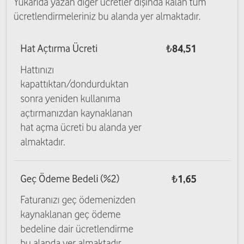 Vodafone Hat Açtırma Bedeli
