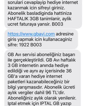 Vodafone GB Avı Servisi Sorunu!