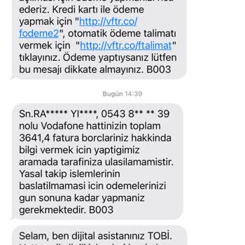 Vodafone Sürekli Yanlış Bilgilendirme Tehdit Seklinde Mj Atılması