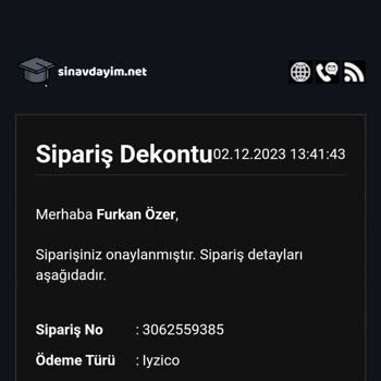 Sinavdayim.net Ücretini Ödememe Rağmen Siparişiniz Bulunmamaktadır Diyor.