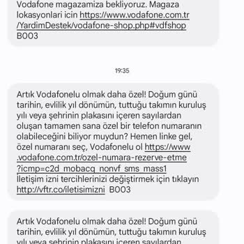 Vodafone Kampanya SMS'i Almak İstemiyorum