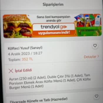 Trendyol Yemek Siparişi Yemek Yiyemedik Ama Parasını Ödedik