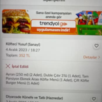 Trendyol Yemek Siparişi Yemek Yiyemedik Ama Parasını Ödedik