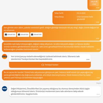 Mavi'nin Yanlış Gönderdiği Siparişi Doğrusuyla Değiştirmemesi