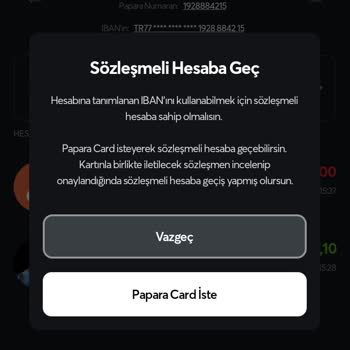 Sözleşmeli Hesap Papara Kart