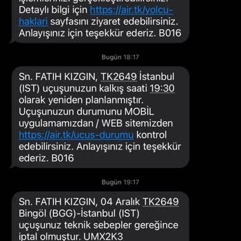 THY Uçuşumuz İptal Edildi Ve Mağduriyetimiz Giderilmiyor