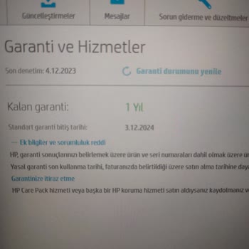 HP 15 Laptop Garanti Süresi 1 Yıl Sorunu