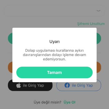 Dolap Uygulaması Giriş Yapamıyorum