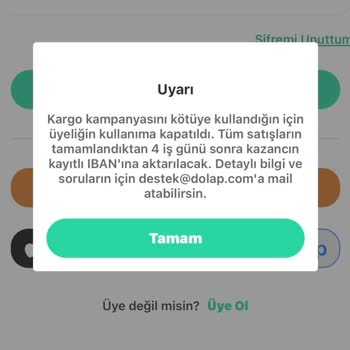 Dolap Hesabım Kapatıldı