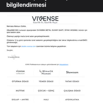 Vivense Habersiz Ürün İptali