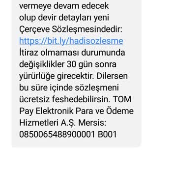 Hadi Tom Pay Üyelik İptali Talep Ediyorum