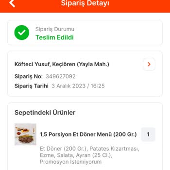 Migros Yemek Akşam Yemeğimi Teslim Etti Gösterip Getirmedi