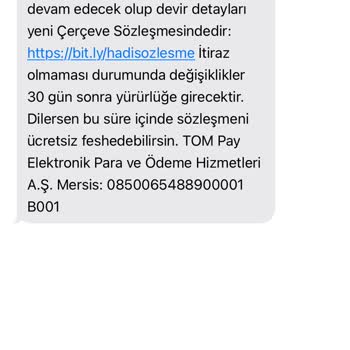 Tom Pay'a Üyelik İstemiyorum