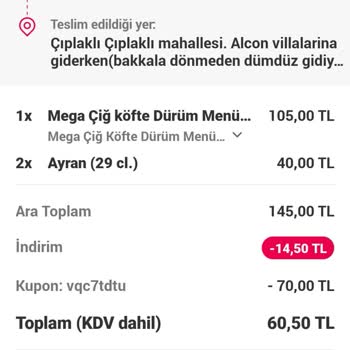 Çiğköfteci Ömer Usta Sipariş Getirmediler