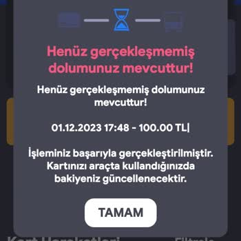 Kent Kart Yapılan Yüklemenin Kartta Olmaması