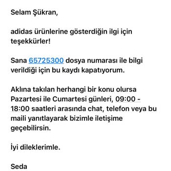 adidas Yanlış Beden Gönderilen Ürün Telafi Edilmiyor