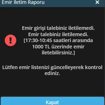 Ziraat Yatırım 1000TL Altı Alım Zaman Sınırlaması