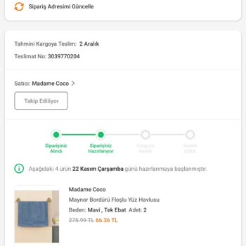 Madame Coco Günlerdir Gelmeyen Ürünler