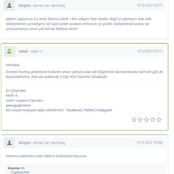 Güzel Hosting Eksik Bilgilendirme Ve İade Yapmıyor