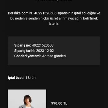 Bershka Para İademi Yapmadı