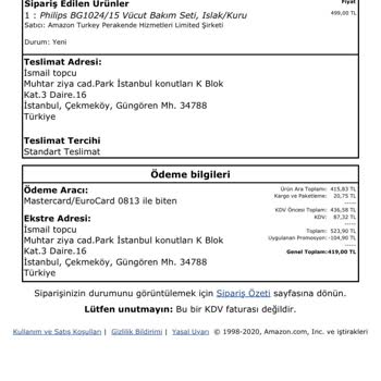 Amazon Türkiye'den Şikayetçiyim Beni Oyalandığı Ürünü Teslim Etmediği