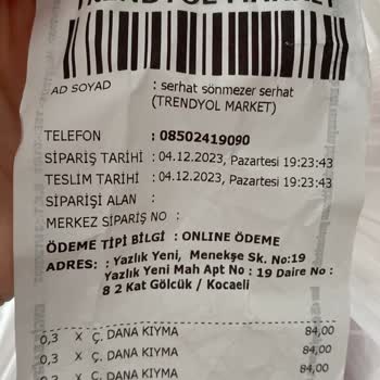 Köfteci Yusuf 1 Gün Tarihli Ürün Satışı