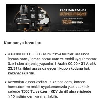 Karaca Züccaciye Karaca'dan Beklenen İndirim Kuponu Gelmedi!