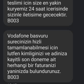 Vodafone Firmasından Gelmeyen Sim Kart