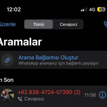 WhatsApp Telefonuma WhatsApp Üzerinden Gelen Yabancı Arama