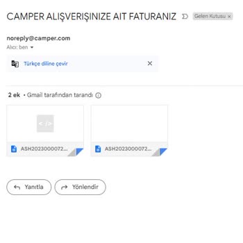 Camper Ayakkabı Ödemesi Alınmış Faturası Düzenlenmiş İptal Edilen Ürün
