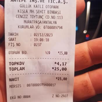 Antalya Büyükşehir Belediyesi Güllükteki Katli Otopark Ücreti