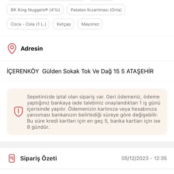 Tıkla Gelsin Üzerinden Vermiş Olduğum Burger Kin Siparişi!