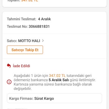 Trendyol Geciken Halı Siparişi Ve Mağduriyetim