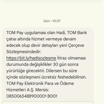 Tom Pay Sözleşme Yenilemesine İtiraz Ve Üyelik İptali