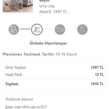 Vivense 1.5 Ayda Gönderilmeyen Ürün