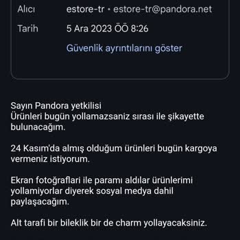 Pandora Mücevher Pandora Ürünümü Göndermiyor