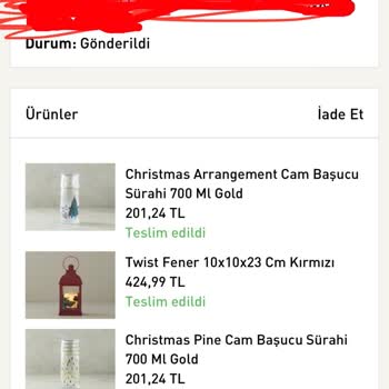 English Home Teslim Etmediği Siparişi Teslim Edildi Gösteriyor.
