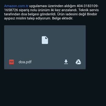 Amazon.com.tr Doa Belgesi Sorunu