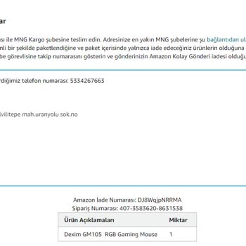 Amazon Yapılmayan Para İadesi