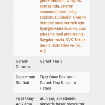 Garanti Kapsamı Altında KVK Cihazımı Onarmıyor
